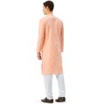 thumbnail image 3 of Cotton Kurta Pyjama Indian Traditional Printed Men (Peach, XXL), 3 of 6