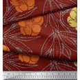 thumbnail image 3 of Soimoi Red Poly Georgette Fabric Leaves & Floral Hand Drawn Printed Fabric 1 Yard 42 Inch Wide, 3 of 3