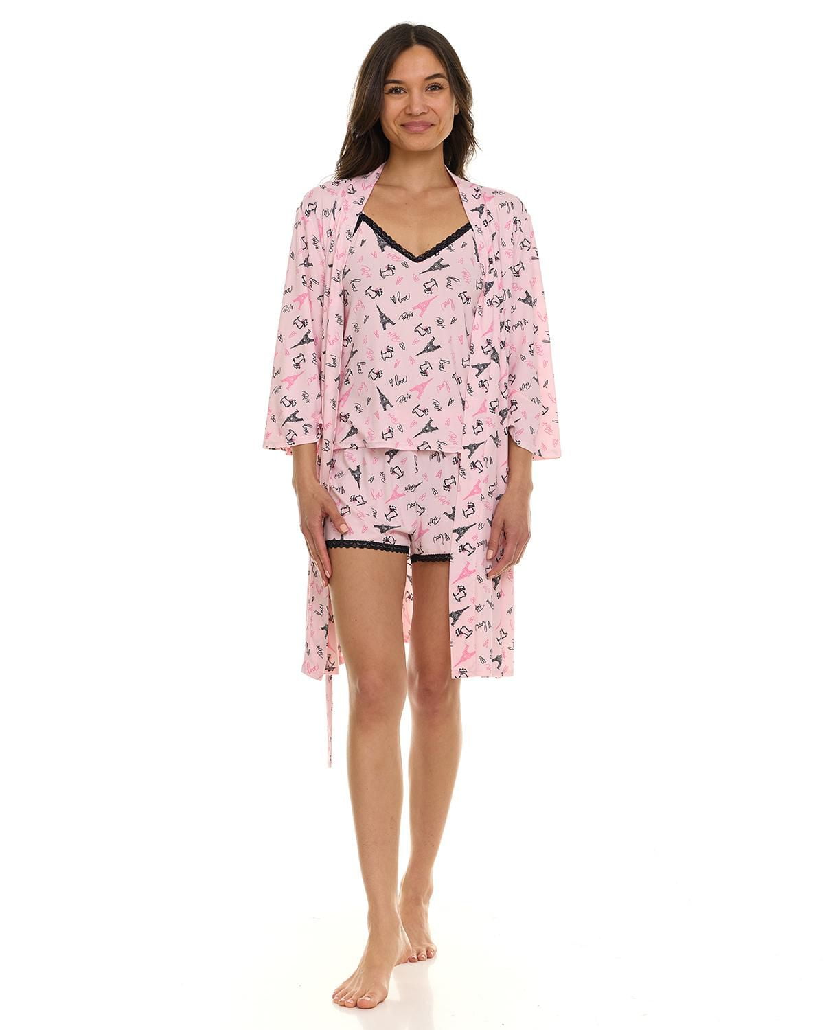 Ensemble pyjama 3 pièces confortable pour femme : peignoir