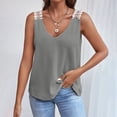 thumbnail image 2 of Birdeem Mode Femmes Décontracté Col en V Sans Manches Dentelle T-Shirt Uni Blouse, 2 of 12