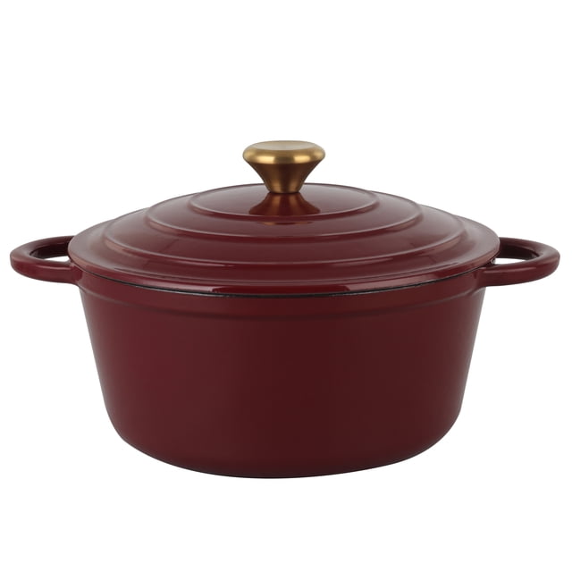 3.5 Litre Kitchen Star Cast Iron Dutch Oven 24cm, MERLOT