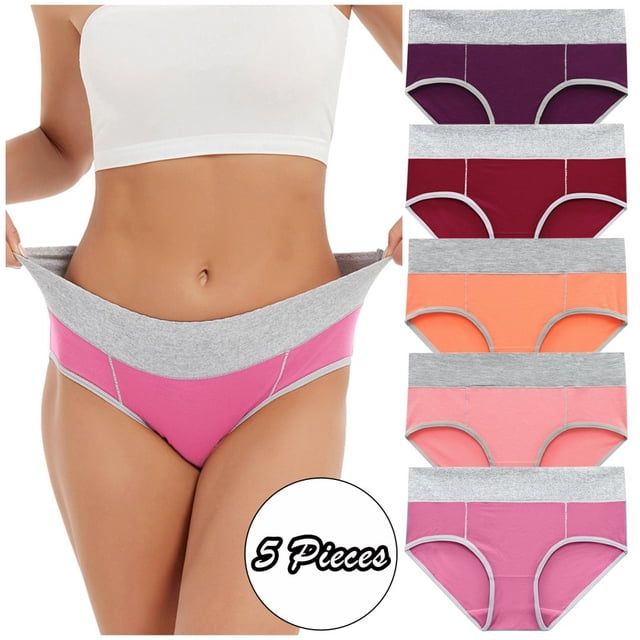 Women Solid Color Patchwork Briefs Panties Underwear Knickers Bikini Underpants