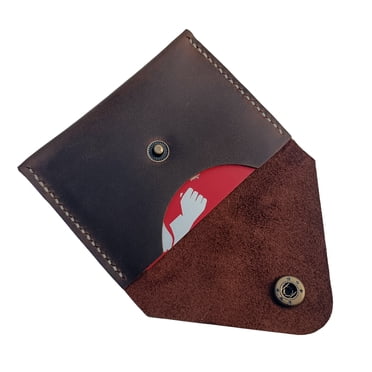 Handmade Credit Card Holder Slim Wallet Leather Front Pocket Wallet Men Women Leather Business Card Holder Sleeve (Coffee)