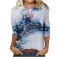 thumbnail image 2 of Chemisier pour Femmes Mode pour Femmes Manches Courtes Rétro Col Rond Imprimé Hauts Amples Chemisier Manches Trois Quarts Chemise de Soleil à Manches Longues en Liquidation, 2 of 4