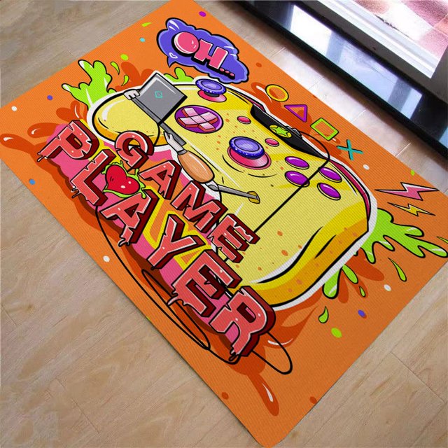 3D Printed Gaming Rug for Kids Bedroom Rug Controller Area Carpet Living Home Decor Non-Slip Comfy Floor Mat
