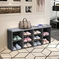 thumbnail image 3 of Gymax Entryway Padded Shoe Storage Bench 10-Cube Organizer Bench Adjustable Grey, 3 of 10
