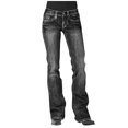 thumbnail image 1 of Teissuly Jeans for Women Mid Waisted Embroidery Stretch Button Straight Full Length Pants, Size XS-5XL, 1 of 8
