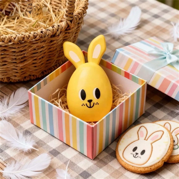 EGNMCR Easter Decorations, Easter Ornaments, Easter Gifts Easter Yellow Egg Bunny Candy Eggshells Open Eggshells Gift Candy Box Plastics Easter Egg Rabbit