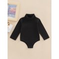 thumbnail image 2 of FOCUSNORM Infant Baby Spring Romper Solid Color Long Sleeve Turtleneck High Stretch Jumpsuit for Boys Girls, 2 of 9