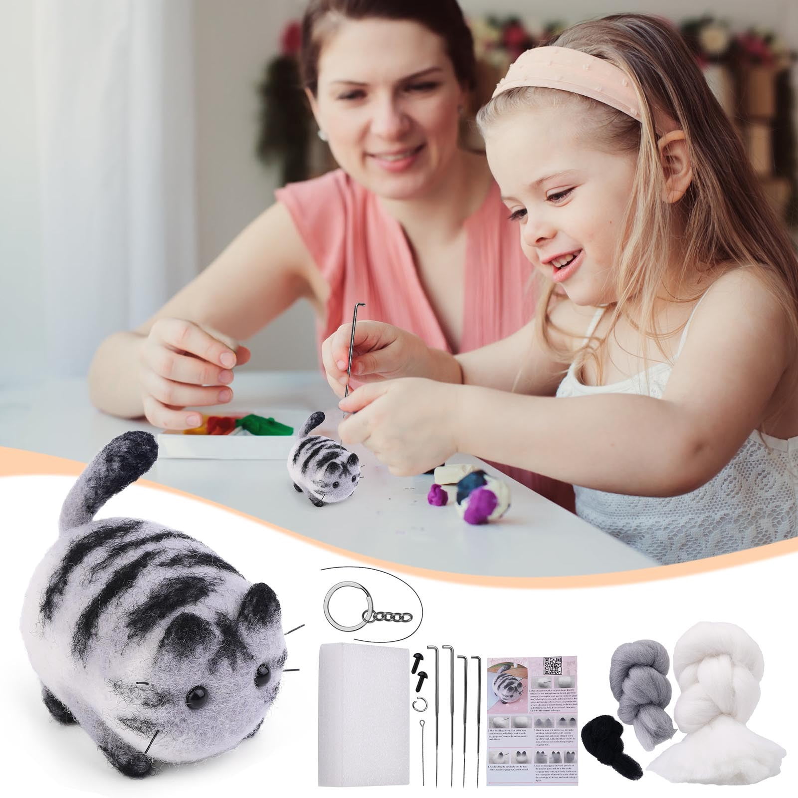 Needle Felting Kit Animals Needle Felting Kits For Beginners Cats DIY Felting Wool And Needles Set With Instruction For Needle Felting Crafts