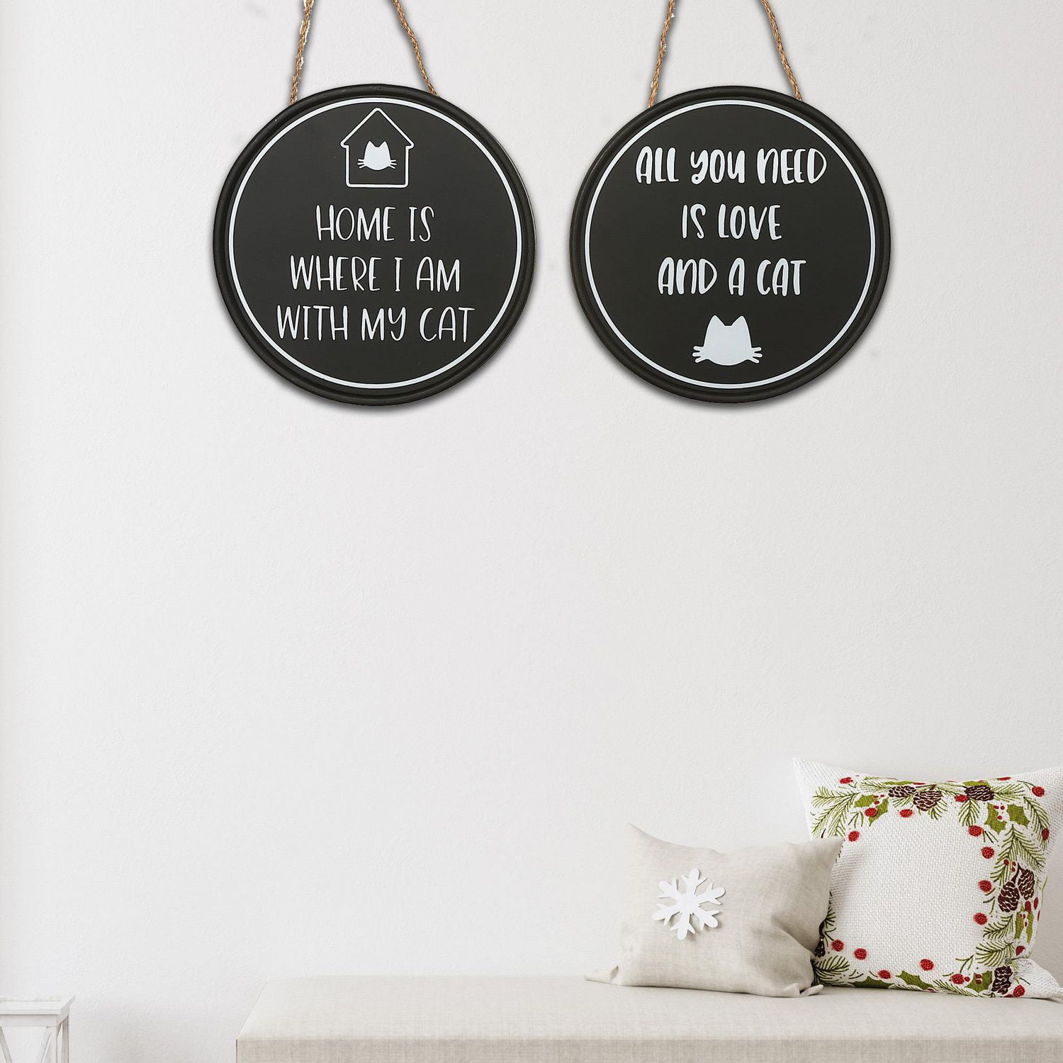 Signe Du Chat Rond Mdf - Ensemble De 2