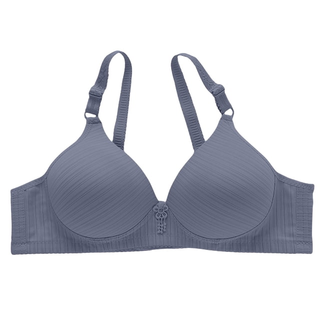 ManxiVoo Side Folded Full Coverage Wireless Bra for Women Soft Lightweight Support Minimizer with Wide Band L Size Blue