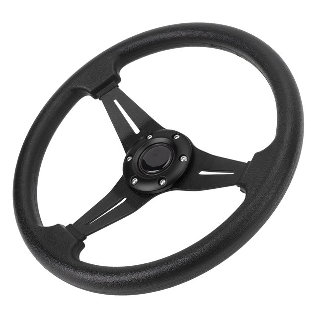 Universal Racing Steering Wheel, 14in Car Steering Wheel, 6 Bolts Auto Driving Wheel, PU & Aluminum Steering Wheel with Horn Button