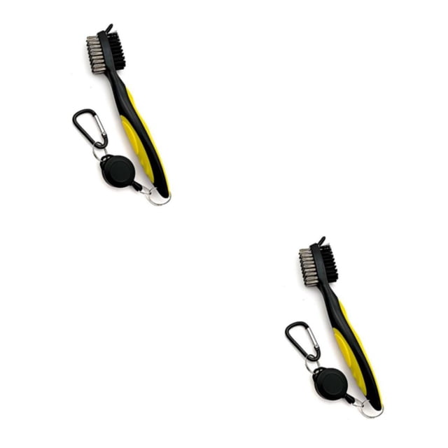 Ruiboury Golf Club Brush Portable Handheld Replacement Double-sided Ball Shoe Brushes Yellow Lidless 2Set