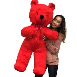 Jumbo Red Teddy Bear 46 Inches Big Plush Soft Stuffed Animal Weighs 10 Pounds Made in USA