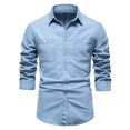 thumbnail image 1 of Long Sleeve Tops,Man Long Sleeve Solid Color Lapel Button Fallow T-Shirt,Long Sleeve Top, 1 of 5
