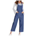 thumbnail image 1 of Femmes Mode Casual Solide Poche Romper Long Playsuit Sangle Bouton Combinaison, 1 of 1