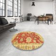 thumbnail image 3 of Ahgly Company Tapis d'Intérieur Ronds Abstraits Orange Rouge de Style Oriental, 8 Pieds Rond, 3 of 6