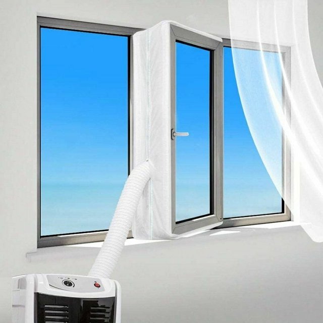 Panneaux de Scellage Économes en Énergie pour Portes de Balcon à Ouverture Extérieure, Longueur Réglable Remplacement Universel de Climatisation, Régulation Efficace des Échanges d'Air