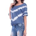 thumbnail image 4 of Women Gradient Tie-Dye Printed Pocket Side Split Crew Neck Short Sleeves Shirt, 4 of 7