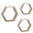 thumbnail image 2 of 3pcs Natural Wood Hexagonal Floating Shelves Creative Wall Mounted Home Decor, 2 of 8