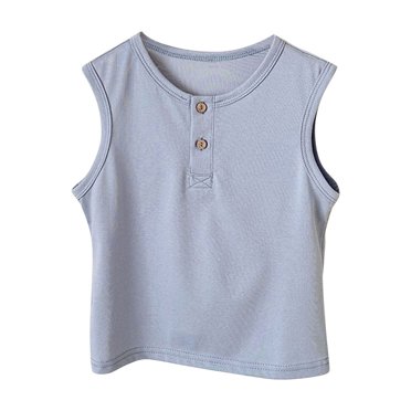 Timegard Vêtements pour Tout-Petit Bébé Garçon Fille Coton Mignon Confortable Camisole à Boutons Sans Manches Haut Unisexe