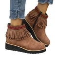 thumbnail image 1 of LSLJS Bottes Décontractées Courtes à Talon Compensé à Glands avec Grande Fermeture Éclair Latérale Simple, Bottines à Talon Compensé pour Femmes, 1 of 9
