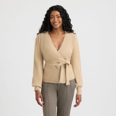Mexx Women’s Soft and Fuzzy Cardigan with Bubble Sleeves