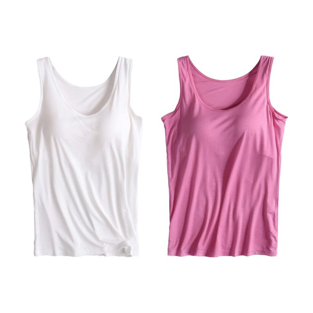 Womens Cotton Camisole Adjustable Camisole With Frame Bra Stretch Undershirt