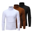 thumbnail image 1 of XUNZOO Chandails à Col Montant pour Hommes 3 Pcs Manches Longues Col Roulé Chandail Hauts Noir&Café&Blanc 3TG, 1 of 7