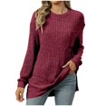 thumbnail image 1 of yoeyez Tunique en Tricot pour Femmes, Chandails à Manches Torsadées Patchwork, Col Ras du Cou Raglan, Chemises à Manches Longues, Hauts de Mode d'Automne 2024, Bourgogne m, 1 of 6