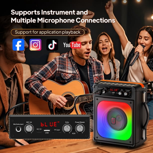 JYX Portable Karaoke Machine with 2 Mics, Bluetooth Singing
