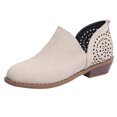 thumbnail image 1 of Kcodviy Bottes pour Femmes à Bout Rond Ajouré Bottes pour Femmes Décontractées à Bouche Peu Profonde Talon Uni Bottes pour Femmes avec Talon Couleur Bottines, 1 of 1