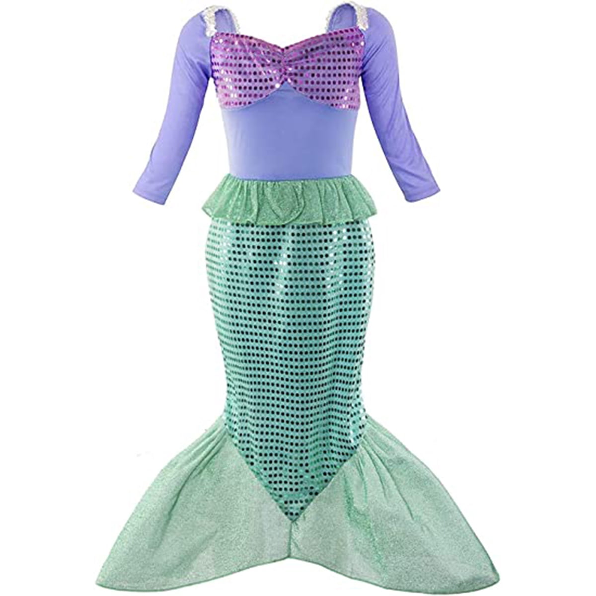 Little Girl Long Sleeves Mermaid Princess Costume Sequins Party Dress