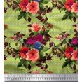 thumbnail image 1 of Soimoi Poly Georgette Fabric Geometric,Leaves & Peony Floral Printed Fabric 1 Yard 42 Inch Wide, 1 of 3