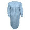 thumbnail image 3 of Robe Tricotée à Manches Longues pour Femmes Motif Crochet Unie Côtelée Robe Décontractée, 3 of 5