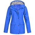 thumbnail image 1 of HTNBO Hooded Solid Color Rain Coats for Women Outdoor Windproof Plus Size Rain Jackets, 1 of 3