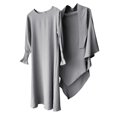 thumbnail image 4 of LUOGENLI Robe Filles Col Rond à Volants Robe de Couleur Unie avec Motif Robe à Volants pour Filles 2025 Grande Taille Gris Clair 7-8 Ans, 4 of 4