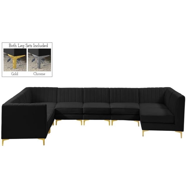 Meridian Furniture Alina Sectionnel Modulaire en Velours Noir