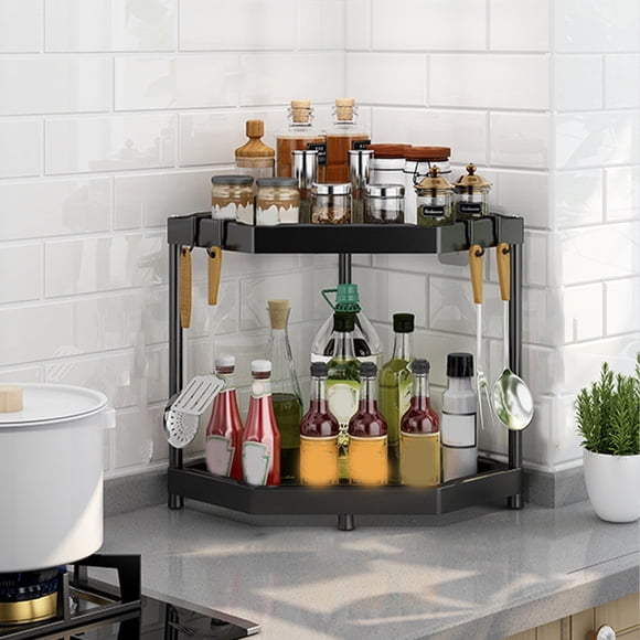 Meitianfacai Corner Shelf, 2-Tier Spice Rack, Kitchen Organizers And Storage, Bathroom Counter Shelf Perfume Organizer Organizers Bathroom Storage Bathroom Shelf