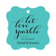 thumbnail image 1 of Darling Souvenir Custom Let Love Sparkle Wedding Hang Tags Personalized Fancy Frame Paper Tags -Turquoise-50 Tags, 1 of 1