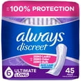 thumbnail image 1 of Always Discreet Adult Incontinence Pads for Women, Extra Heavy Absorbency, Long Length, Postpartum Pads, 1 of 20