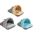 thumbnail image 3 of Pet Bed Creative Slipper Design Grids Soft Plush Cat Cushion Dog Winter Bed, 3 of 9