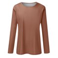 thumbnail image 4 of Timegard Womens Tops Long Sleeve Round Neck Solid Color Basic Tee Fall Casual Comfy Loose Tops Blouse, 4 of 5