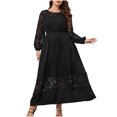 thumbnail image 1 of Pisexur Robes de Bal pour Femmes et Femmes Grande Taille2024 à Manches Longues à Col Rond en Dentelle Robe d'Été Fluide Évasée Noire Robe Maxi de Fête Tunique Décontractée Robes d'Invitée de Mariage Robes de Cocktail pour Femmes, 1 of 4