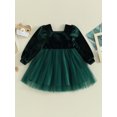 thumbnail image 2 of Honganda Robe en Velours de Noël pour Bébé Fille, Longue à Manches Bouffantes, Robe en Tulle Bouffante, Robe pour Tout-Petit, 2 of 9