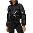 thumbnail image 1 of FOCUSNORM Femmes Juniors Mode Manches Longues Col Montant Vestes Matelassées Métalliques, 1 of 7