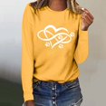 thumbnail image 2 of Pisexur Hauts pour Femmes Mode d'Automne T-Shirt à Imprimé Graphique Cœur Col Rond Manches Longues Chemises pour Femmes Chic Décontracté Hauts de Sortie Confort Polyvalent Blouses Légères, 2 of 5