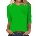 thumbnail image 1 of FAIWAD Womens 3/4 Sleeve Tunic Tops Solid Color Round Neck Shirt Soft Lightweight Loose Top with Chest Pockets, 1 of 5