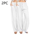 thumbnail image 3 of FNFYFH Clearance Ladies Plus Size Casual Long Linen Pants Solid, 3 of 5
